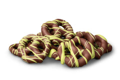 Milk Chocolatey Mini Pretzels with Pistachio Flavored Drizzle